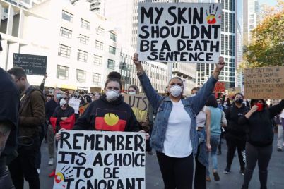Sydney Protestors at Black Lives Matter and Deaths in Custody protests (ABC News: Jack Fisher)